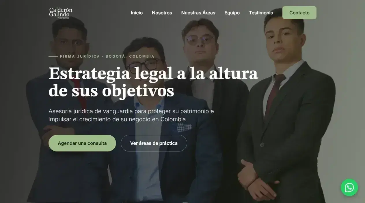Portada del sitio de Calderón Galindo Abogados, firma de abogados