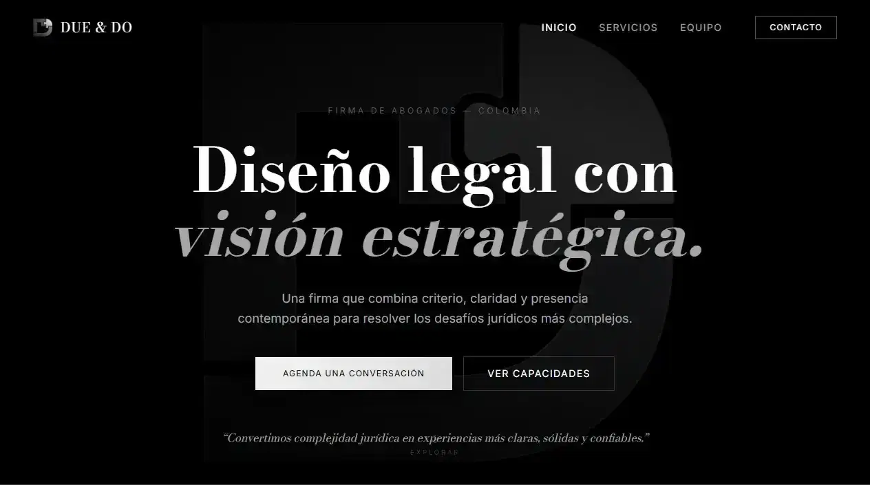 Portada del sitio de Due & Do, firma de abogados